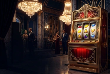 Złoty automat z symbolami owoców i klejnotów